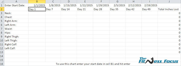 Body Measurement Tracking Chart