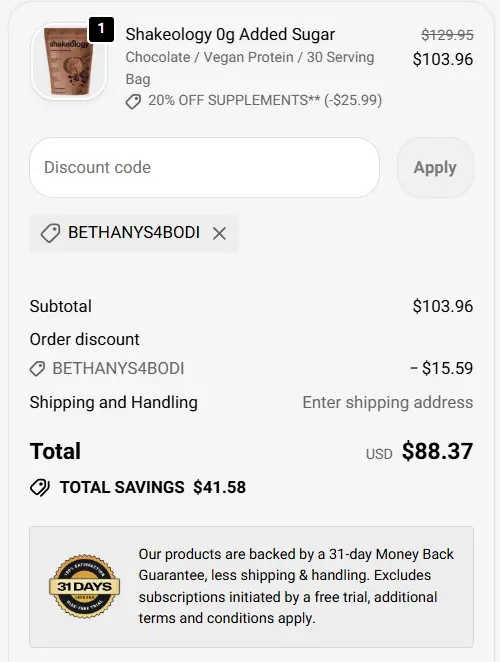 how to save 15% with discount code BETHANYS4BODI and more