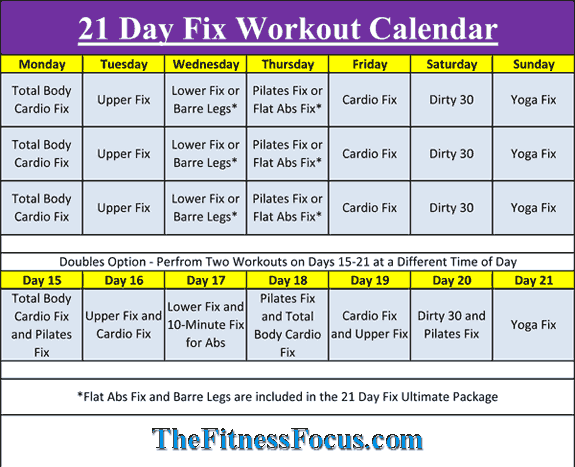21 day fix extreme workout schedule