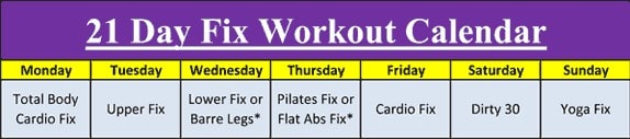 21 day fix extreme workout schedule