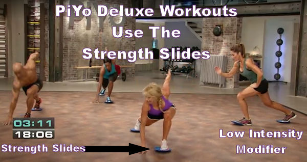 PiYo strength slides are used in the deluxe workouts to increase the intensity of the exercises