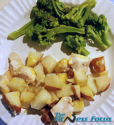 balanced 21-day fix meal of broccoli potato chicken and cheese
