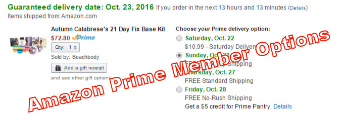ordering from amazon with prime mebership