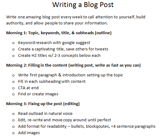 checklist for writing a blog post as coach