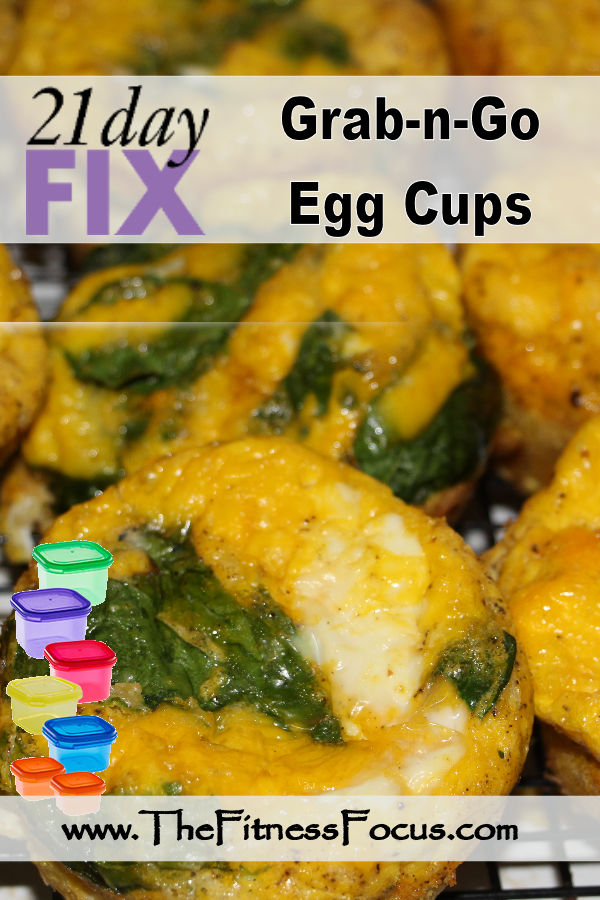 21 day fix approved egg cup recipes made with spinach, turkey bacon, and cheddar cheese.