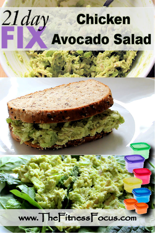 Easy 21 Day Fix Approved Chicken Avocado Salad recipe perfect on bread, bed of greens, or straight from the bowl.