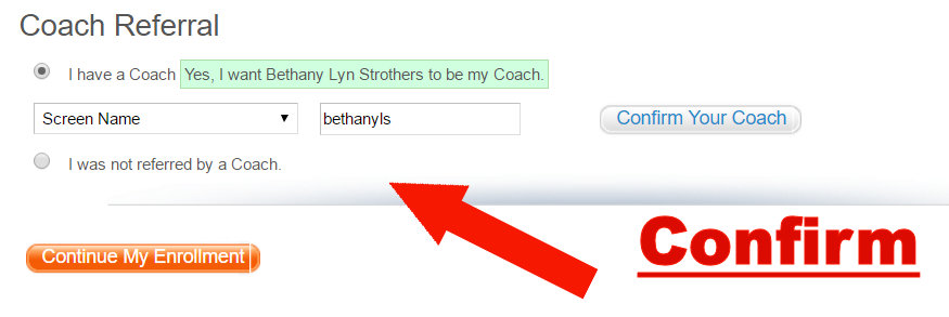 coach sign up referral example