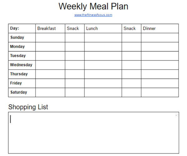 weekly meal planner to plan your meals