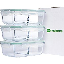 Sectioned glass containers for meal prep