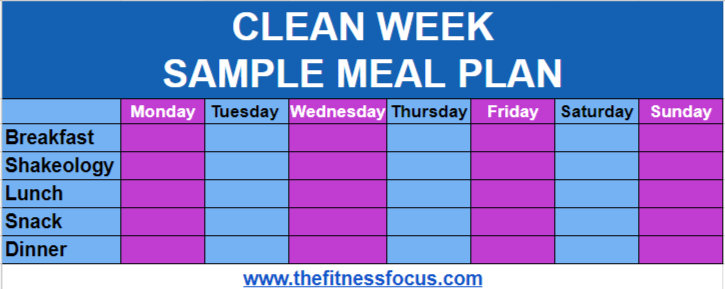 Clean Week editable meal plan template