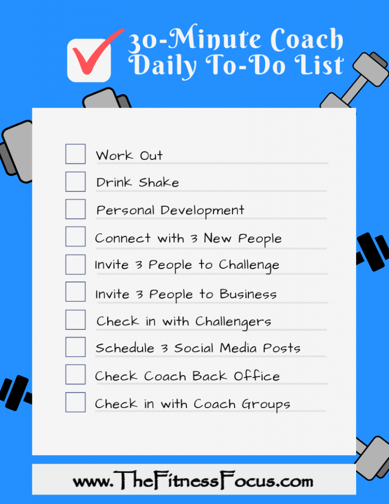 sample daily to do list for beachbody coaches