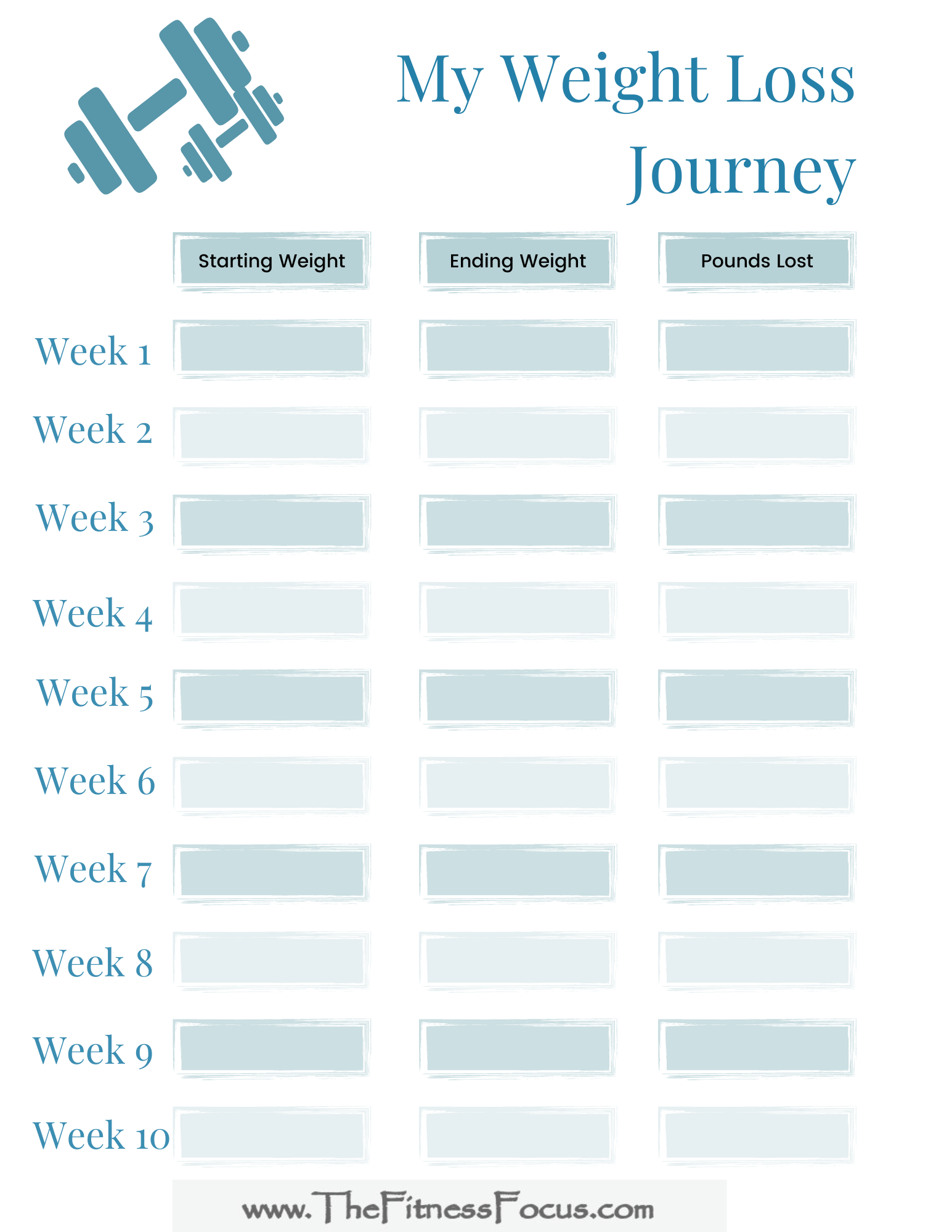 Free Printable Simple 70 Lbs Visual Weight Loss Tracker · InkPx