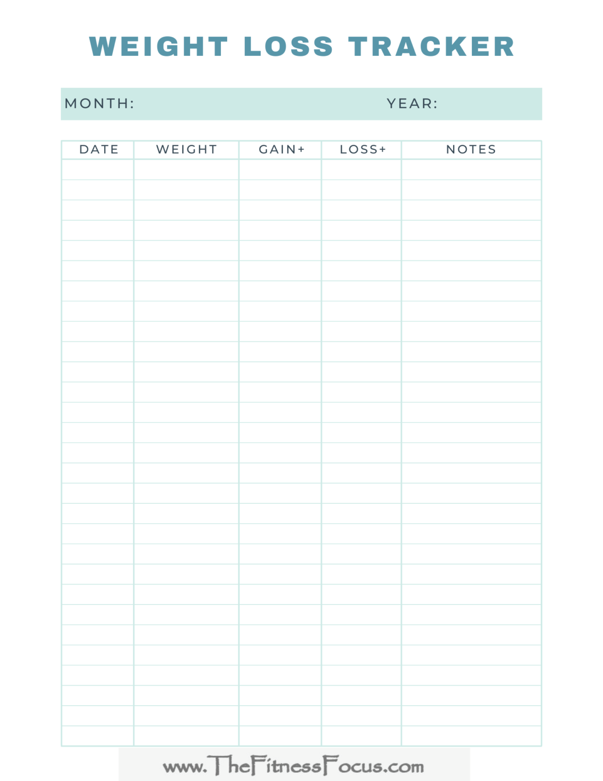 5 FREE Printable Weight Loss Trackers to Motivate you to Reach Your Goals