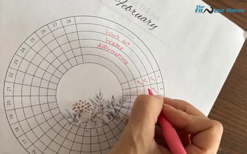 circle habit tracker printable being used to get back into the habit of exercise