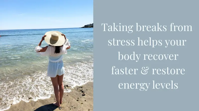 biggest recovery mistake not taking time to relax - bethany at beach with sun hat lowering stress