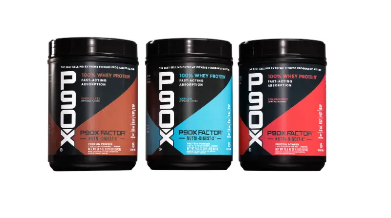 p90x whey protein supplement available in two flavors