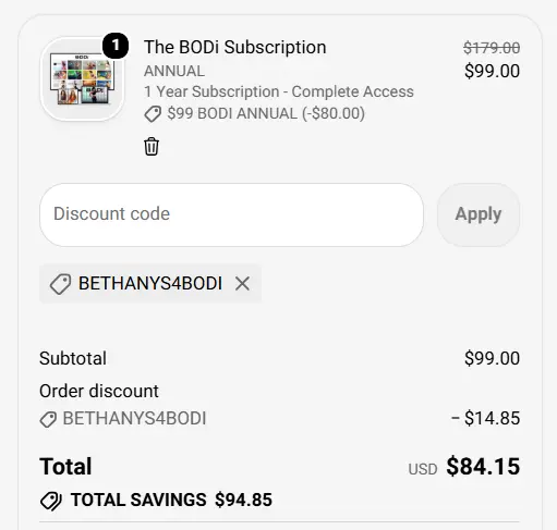 showing bodi subscription discount of what you can save