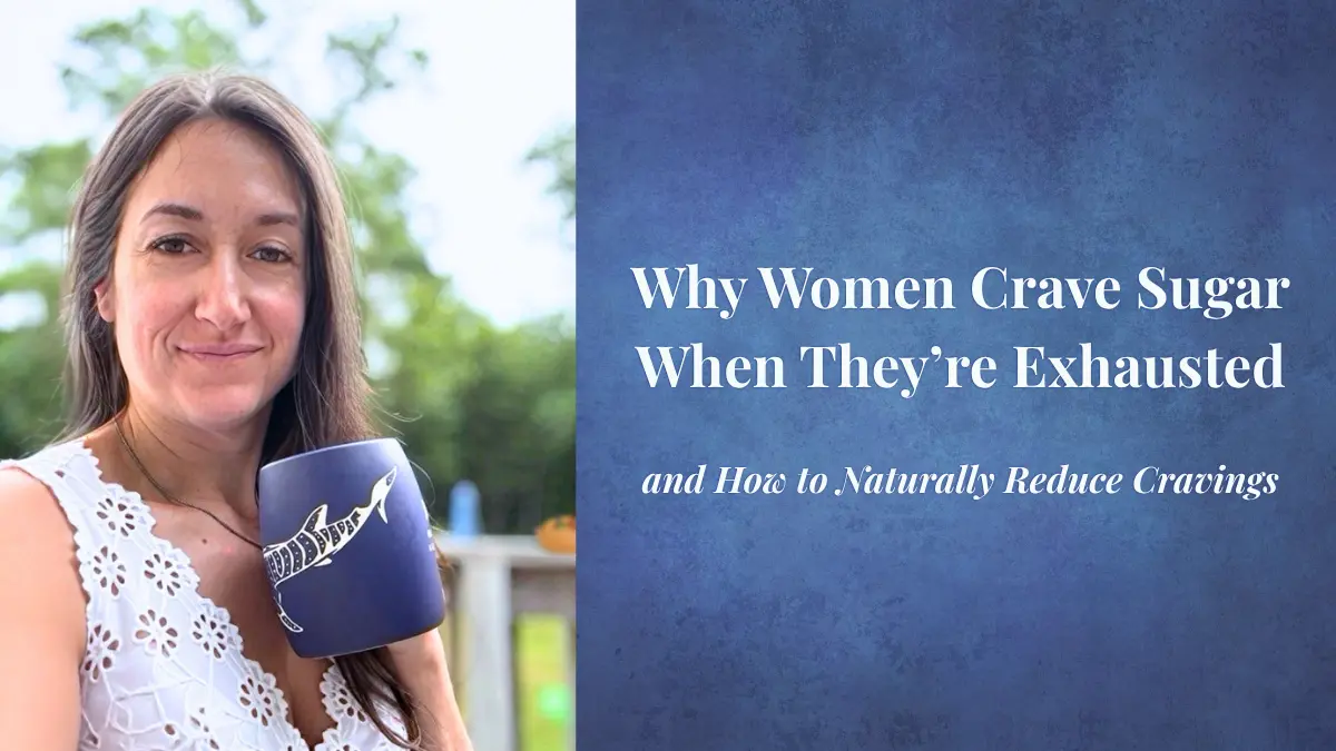 why woman crave sugar when they're exhausted and how to naturally reduce cravings featured image - bethany looking tired holding coffee cup
