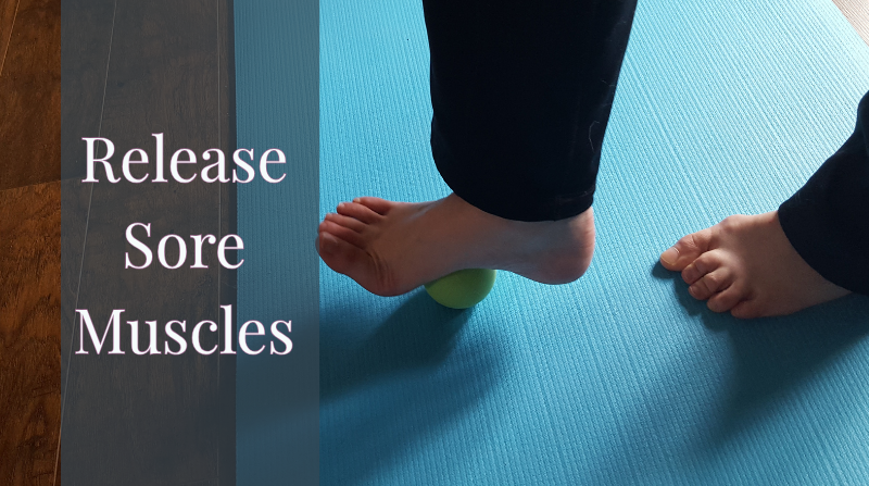 release sore muscles with foam rolling - using a lacrosse ball to roll out the feet