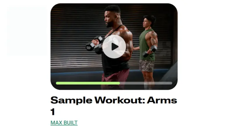 max built sample workout screen shot