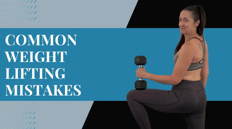 common weightlifting mistakes for people over 35 - Bethany shown resting with dumbbell on leg